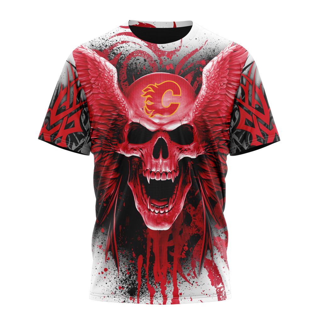 Calgary Flames Special Kits With Skull Art T-Shirt Oregontrailrvpk Shirt