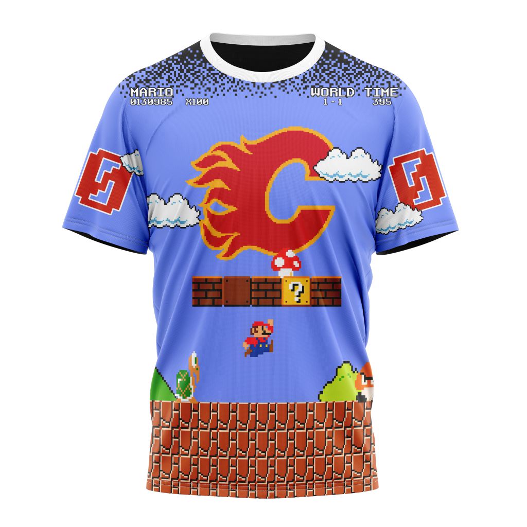 Calgary Flames Special Kits With Super Mario Game Design Personalized Name And Number T-Shirt Oregontrailrvpk Shirt
