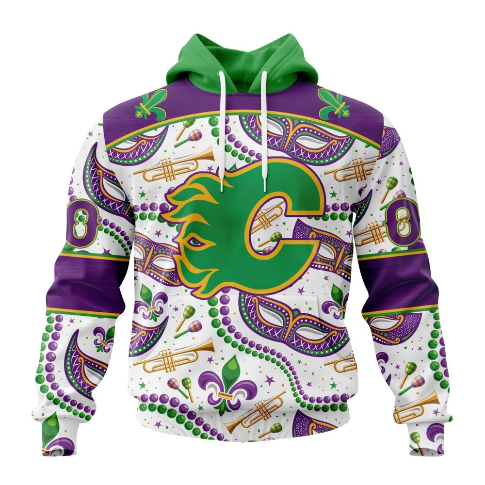 Calgary Flames Special Mardi Gras Design All Over Print Hoodie Style 77956