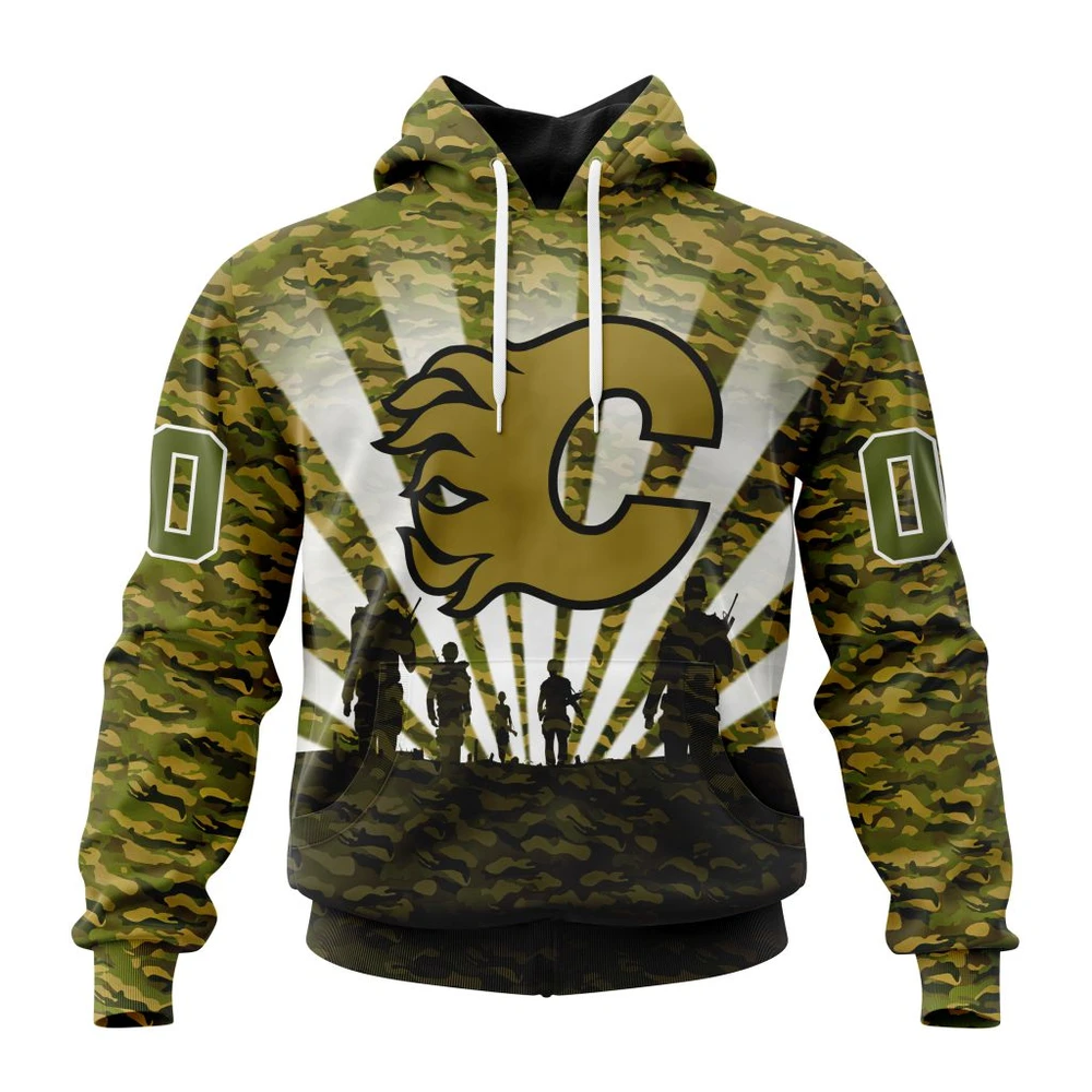 Calgary Flames Special Military Camo Kits For Veterans Day And Rememberance Day All Over Print Hoodie Style 55622