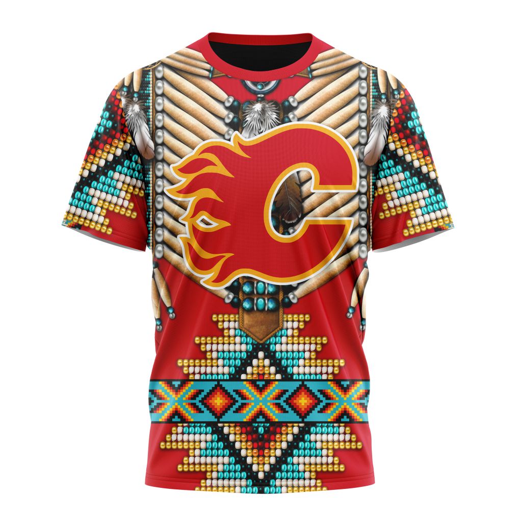 Calgary Flames Special Native Costume Design 02 Personalized Name And Number T-Shirt Oregontrailrvpk Shirt