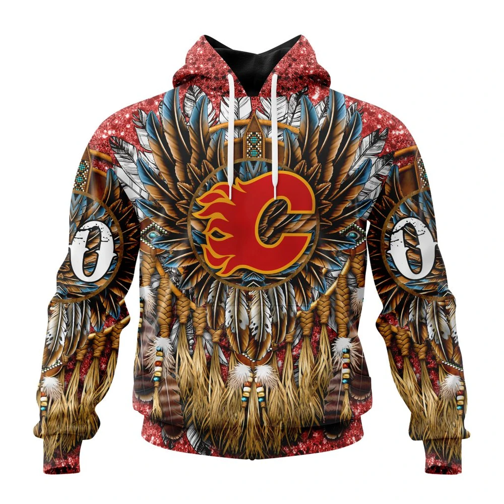 Calgary Flames Special Native Costume Design All Over Print Hoodie Style 55698