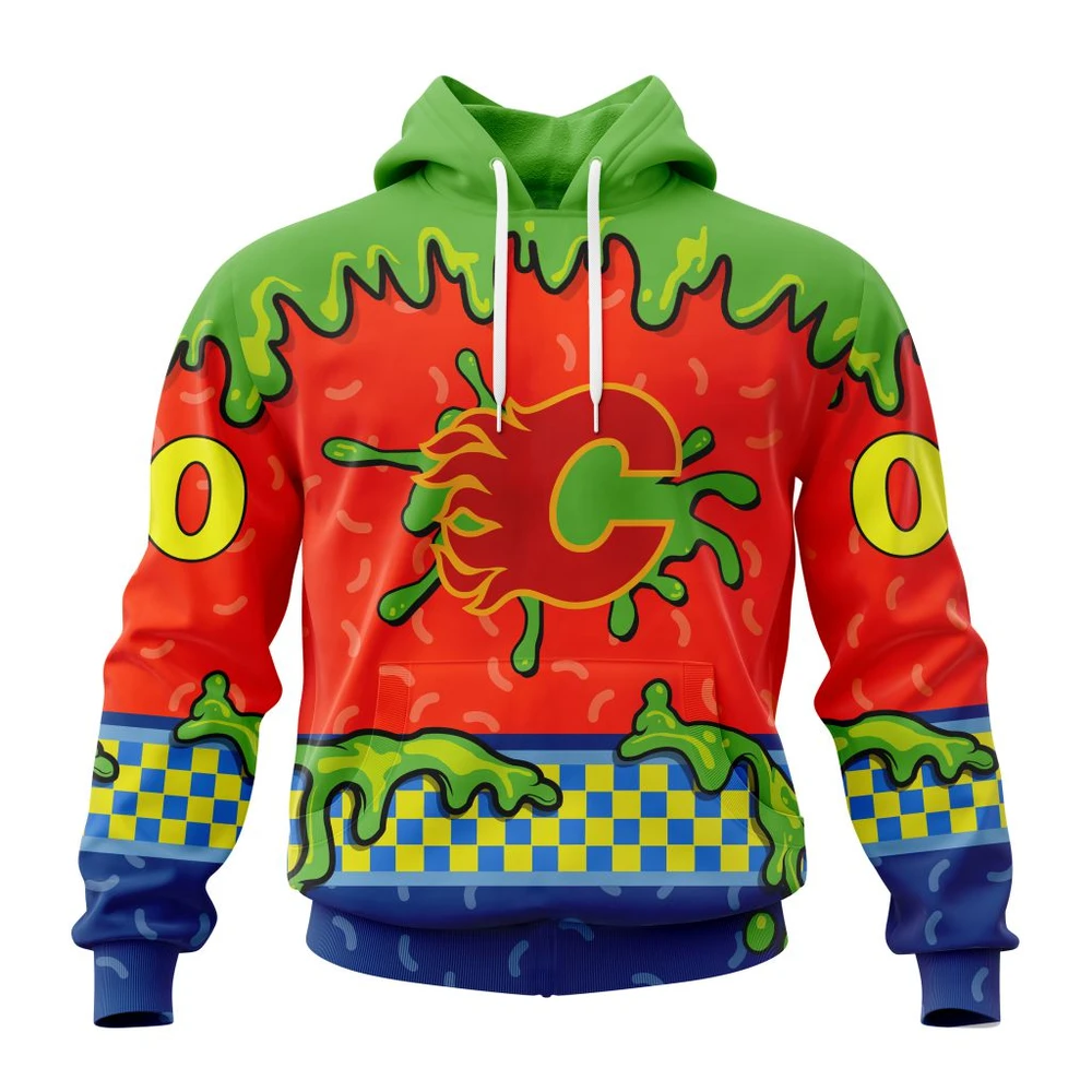 Calgary Flames Special Nickelodeon Design All Over Print Hoodie Style 69216
