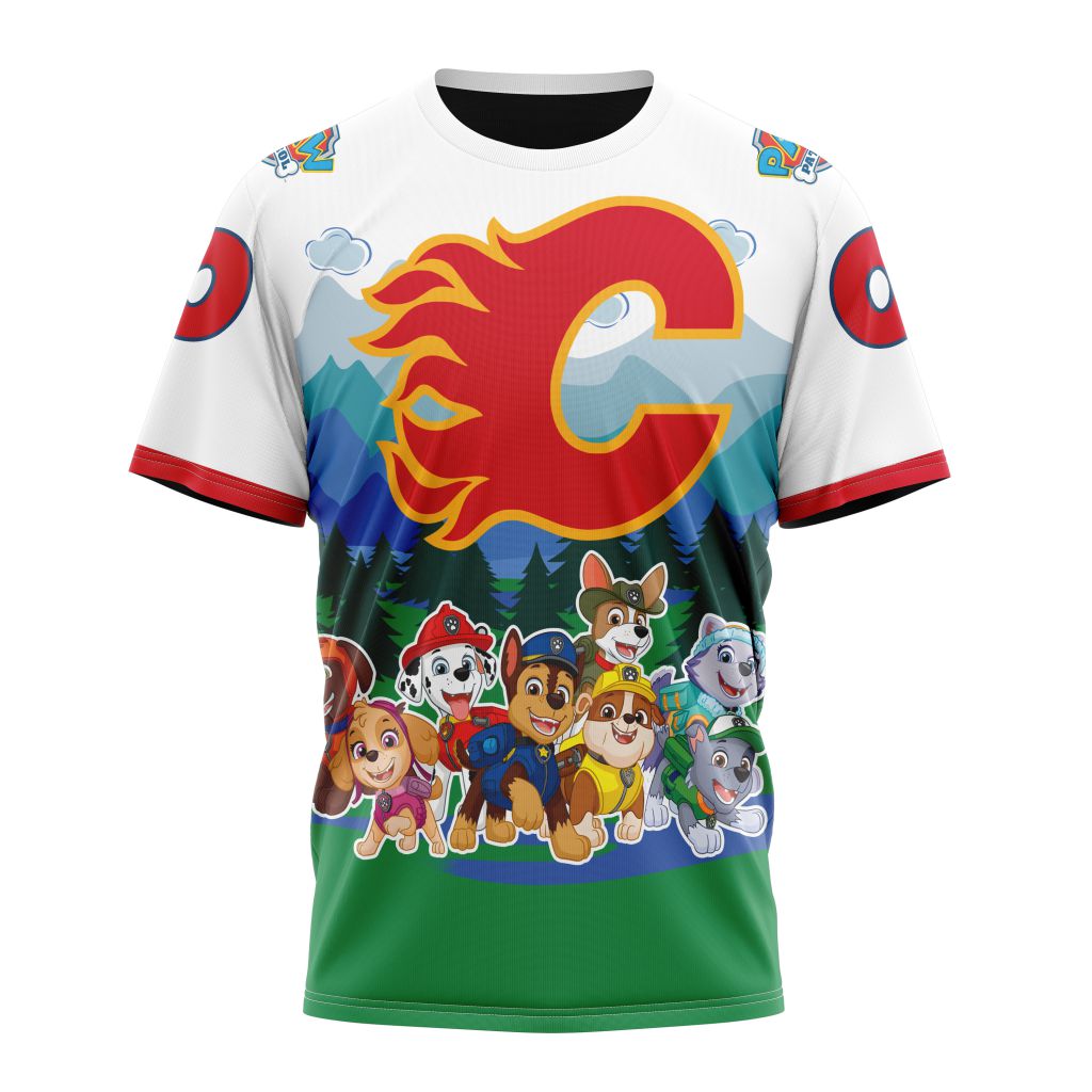 Calgary Flames Special Paw Patrol Design 01 Personalized Name And Number T-Shirt Oregontrailrvpk Shirt
