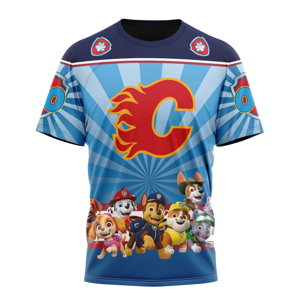 Calgary Flames Special Paw Patrol Kits Personalized Name And Number T-Shirt Oregontrailrvpk Shirt