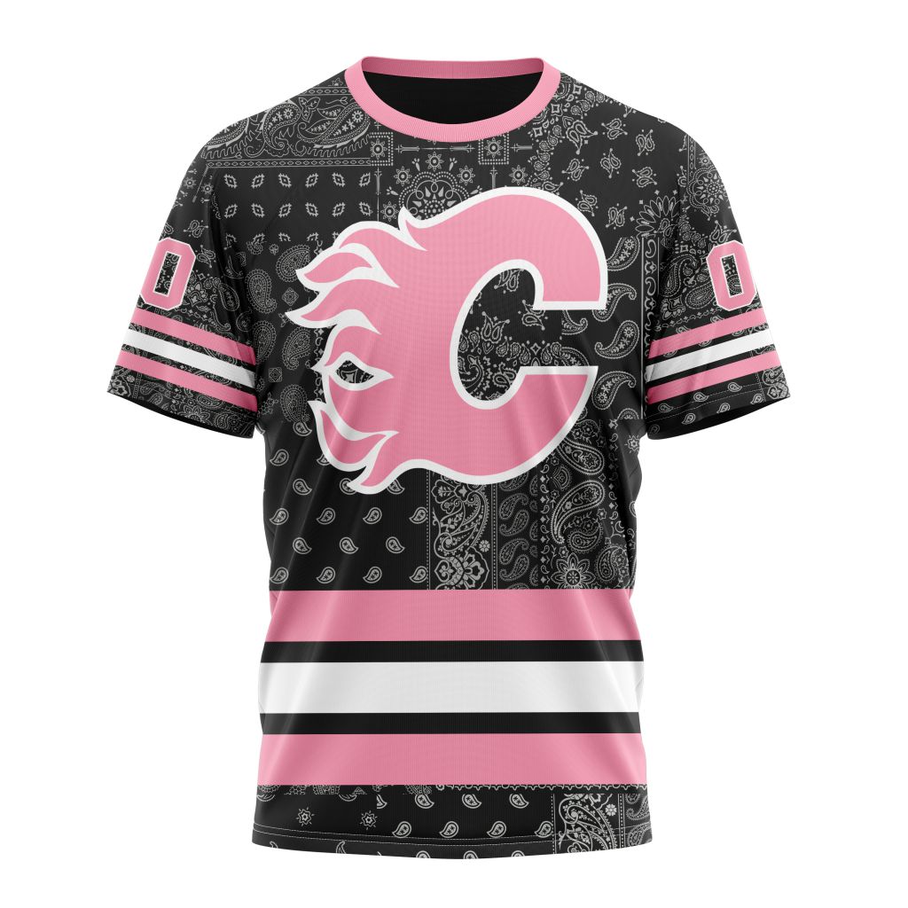 Calgary Flames Special Pink Paisley Design 01 Personalized Name And Number T-Shirt Oregontrailrvpk Shirt
