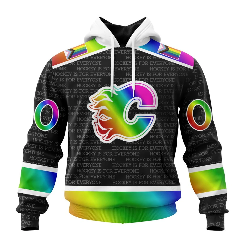 Calgary Flames Special Pride Design Hockey Is For Everyone All Over Print Hoodie Style 55836