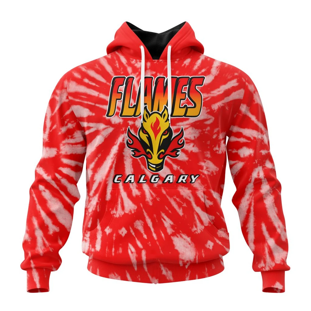 Calgary Flames Special Retro Vintage Tie Dye All Over Print Hoodie Style 97988