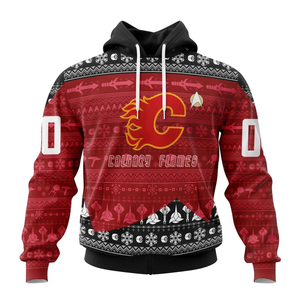 Calgary Flames Special Star Trek Design All Over Print Hoodie Style 35508