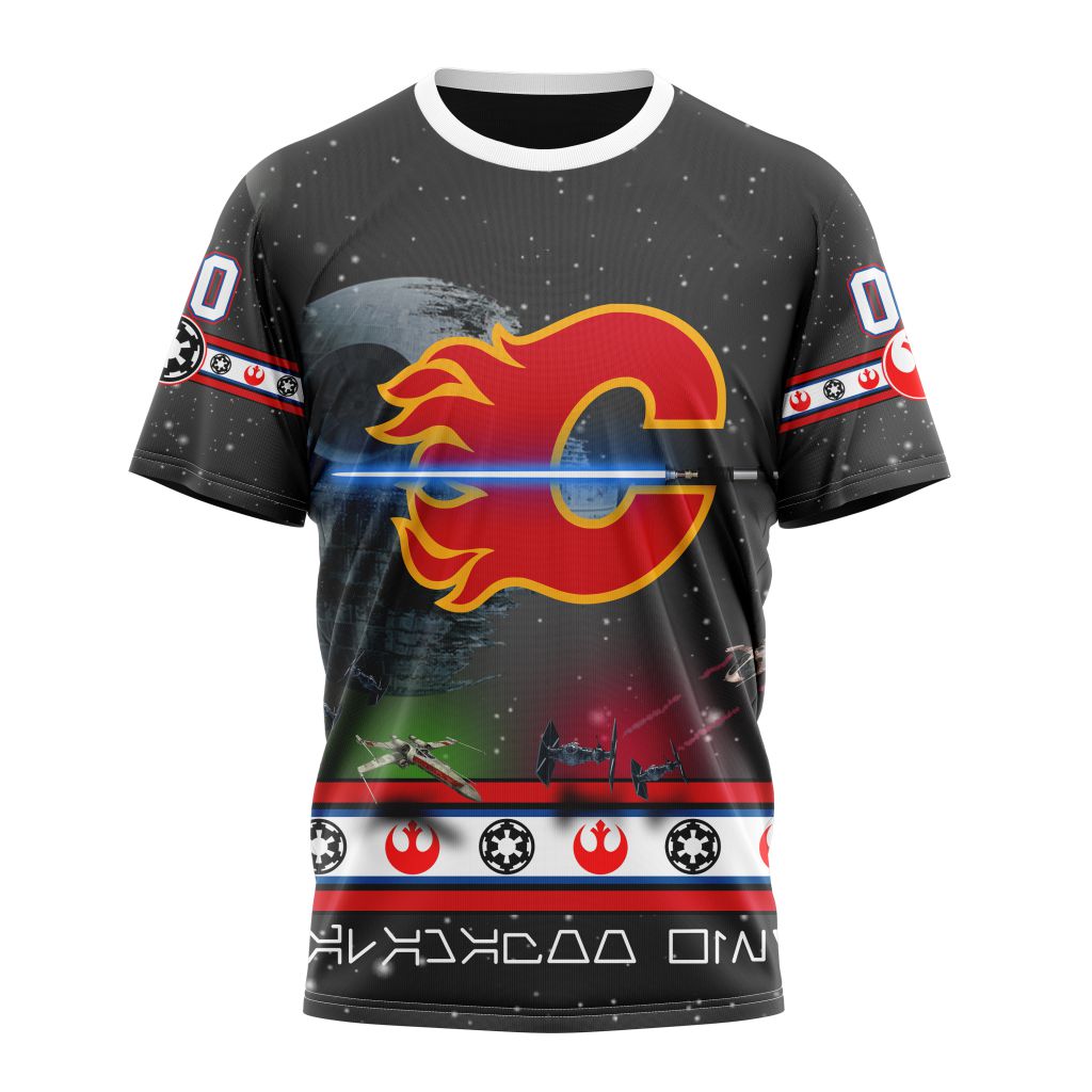 Calgary Flames Special Star Wars Design Personalized Name And Number T-Shirt Oregontrailrvpk Shirt