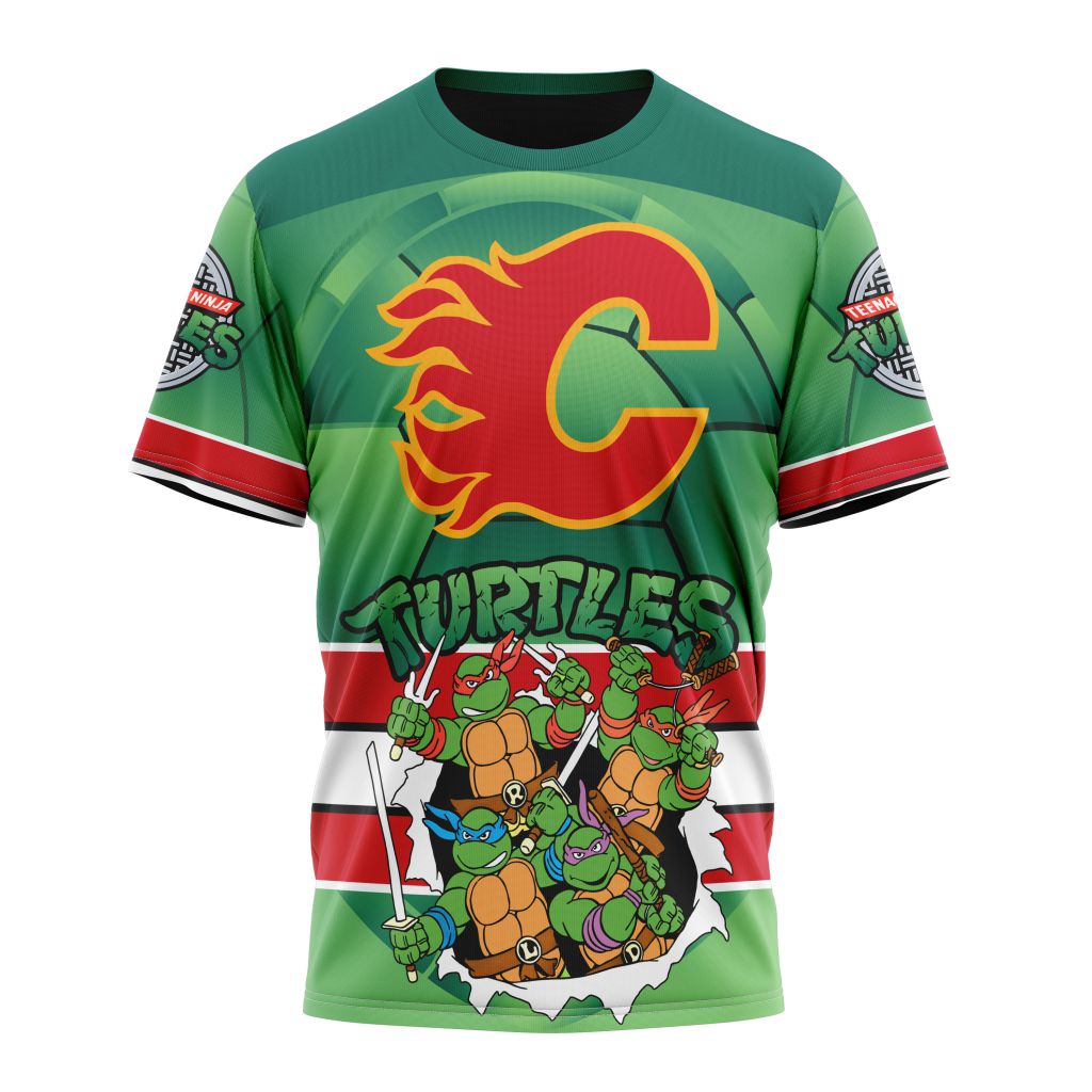 Calgary Flames Special Teenage Mutant Ninja Turtles Design 02 Personalized Name And Number T-Shirt Oregontrailrvpk Shirt