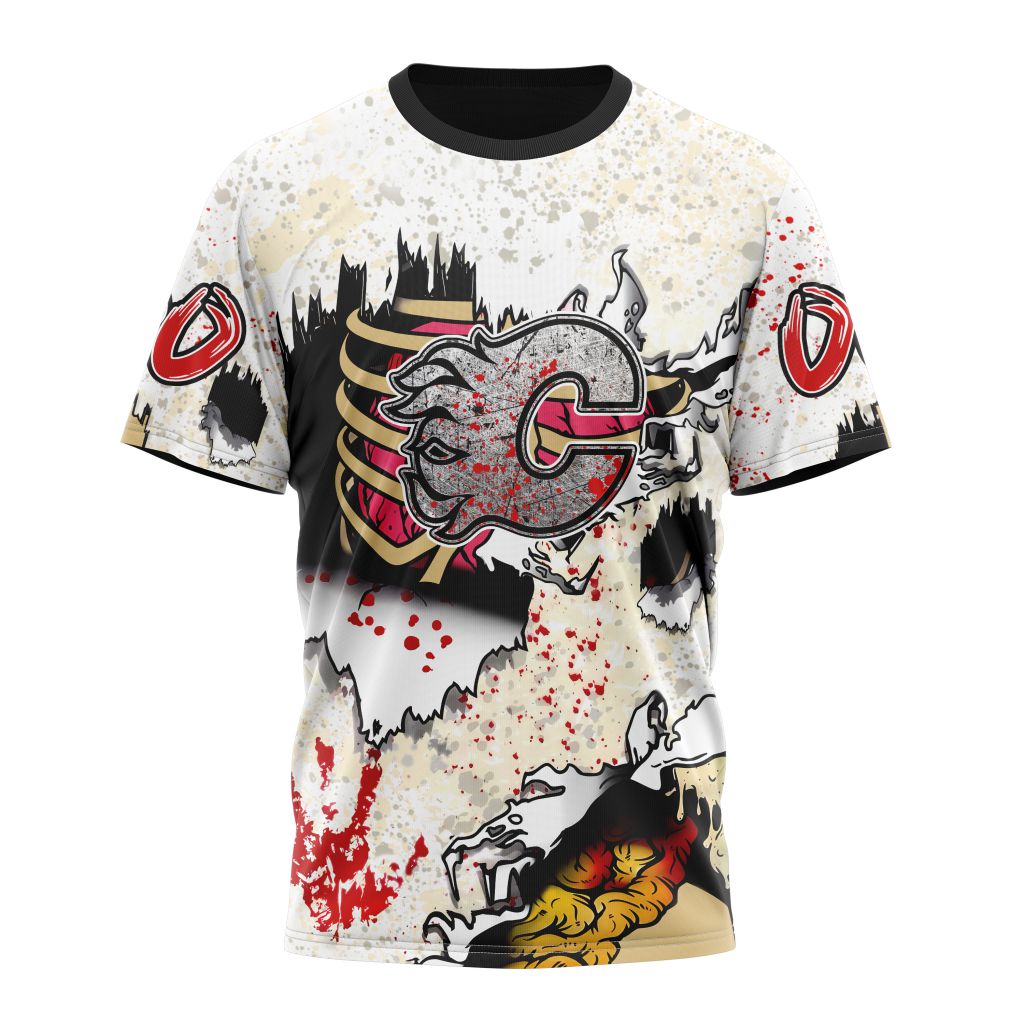 Calgary Flames Special Zombie For Halloween Personalized Name And Number T-Shirt Oregontrailrvpk Shirt