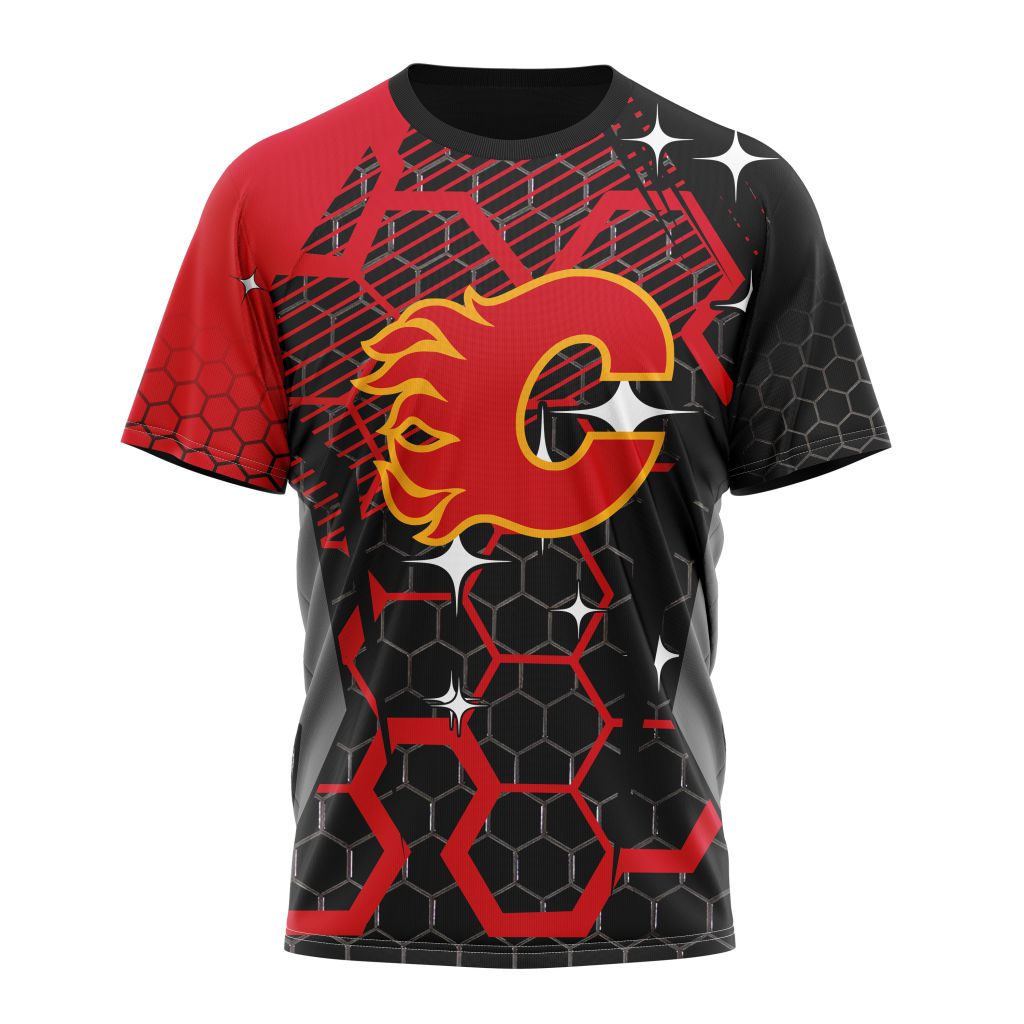 Calgary Flames Specialized Design With MotoCross Syle Personalized Name And Number T-Shirt Oregontrailrvpk Shirt