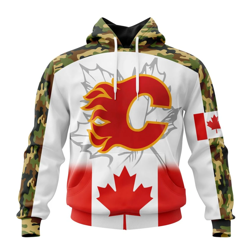 Calgary Flames Specialized Design With Our Canada Flag All Over Print Hoodie Style 72993