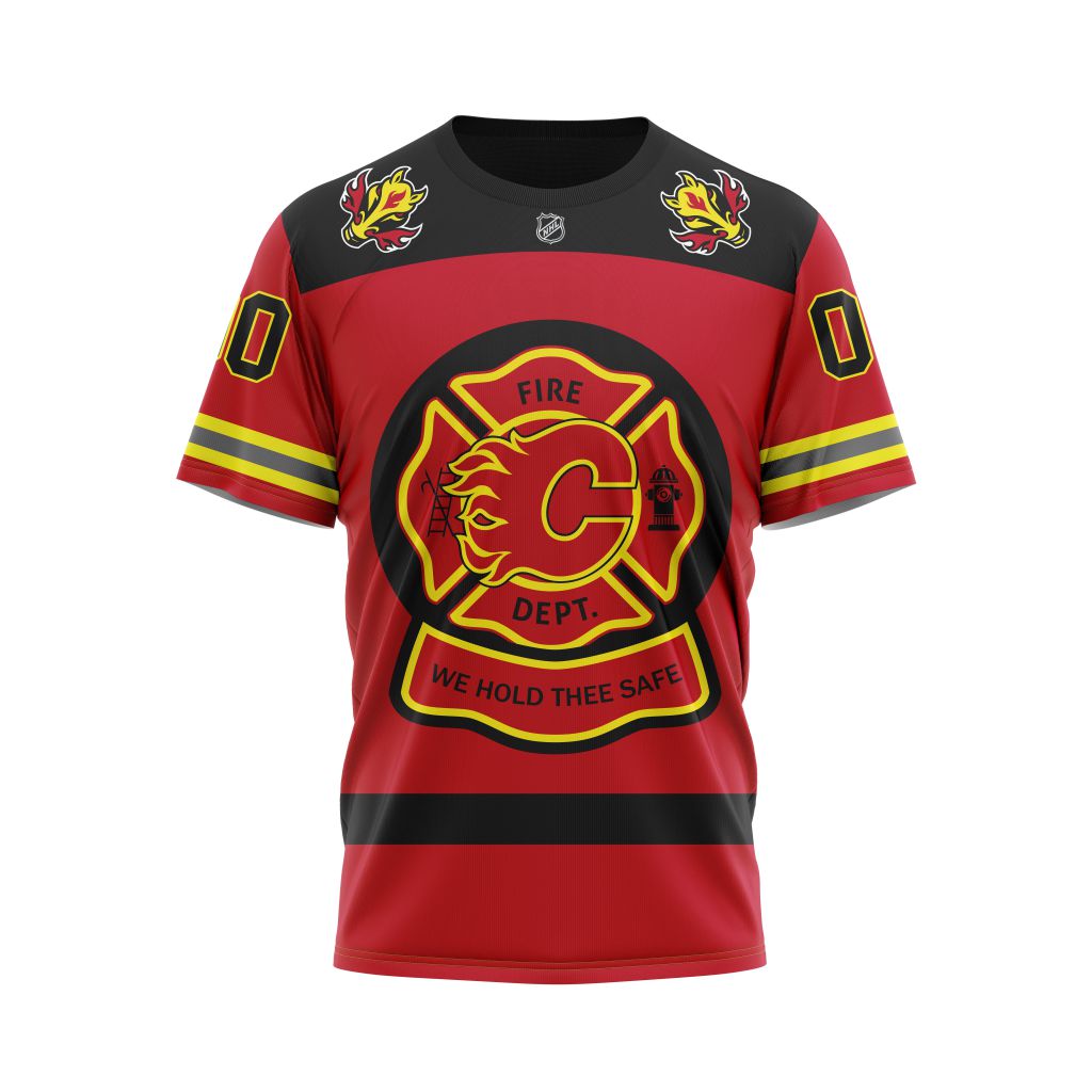 Calgary Flames Specialized Honorr Firefighter As Hero Of The Game Personalized Name And Number T-Shirt Oregontrailrvpk Shirt
