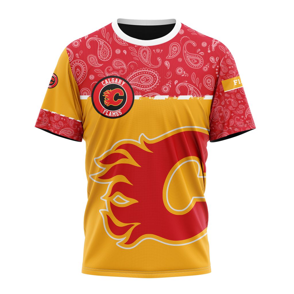 Calgary Flames Specialized Jersey Hockey With Paisley Personalized Name And Number T-Shirt Oregontrailrvpk Shirt