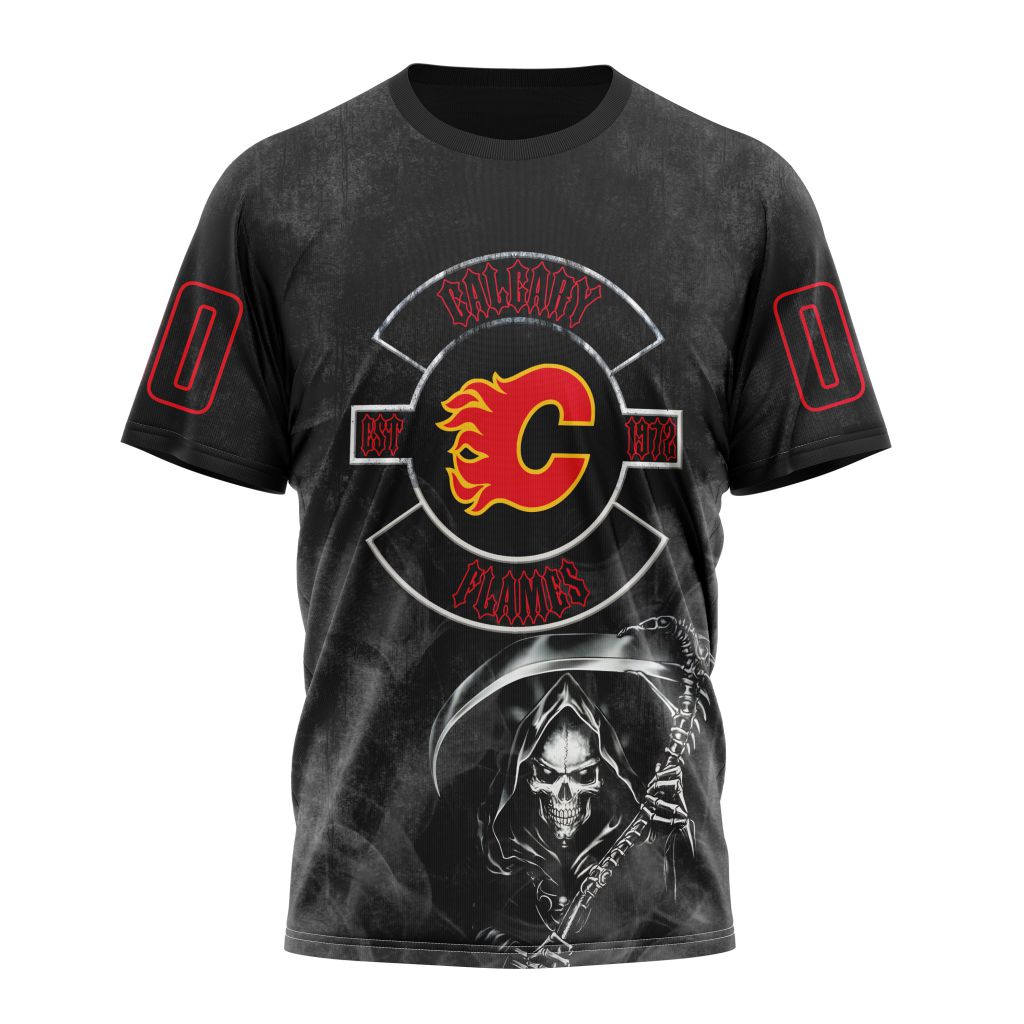 Calgary Flames Specialized Kits For Rock Night Personalized Name And Number T-Shirt Oregontrailrvpk Shirt