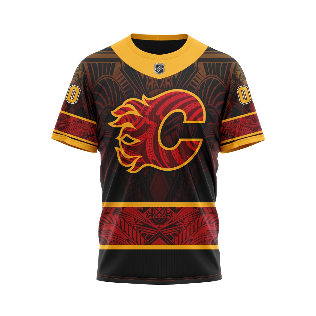 Calgary Flames Specialized Native With Samoa Culture Personalized Name And Number T-Shirt Oregontrailrvpk Shirt