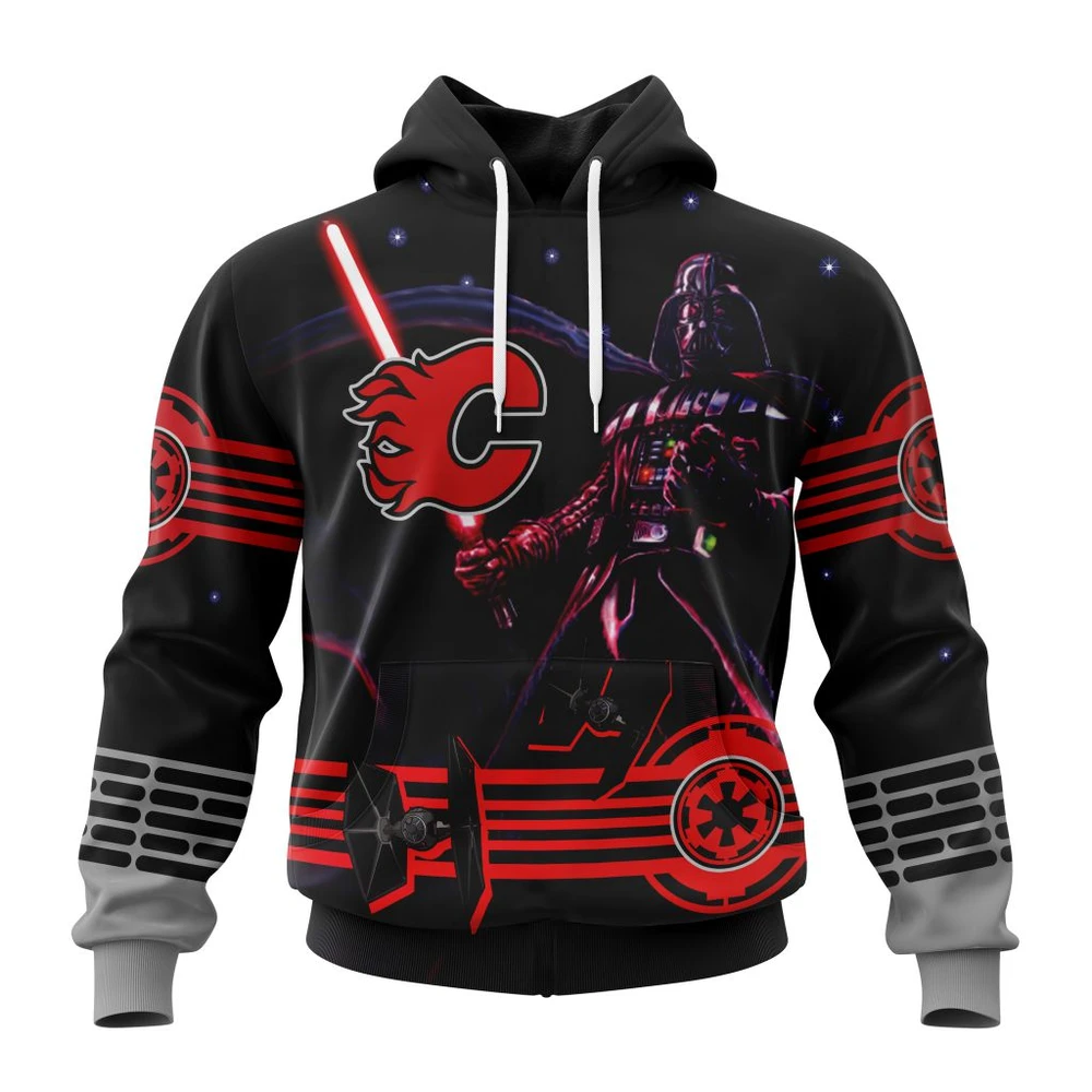 Calgary Flames Specialized Starwar Darth Vader Version Jersey All Over Print Hoodie Style 53686
