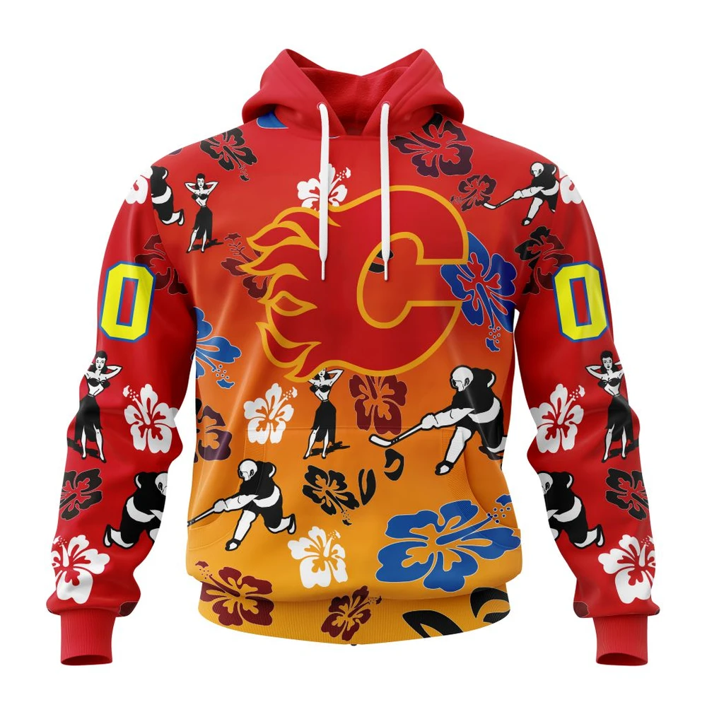 Calgary Flames X Hawaii Specialized Design For Hawaiia All Over Print Hoodie Style 35272