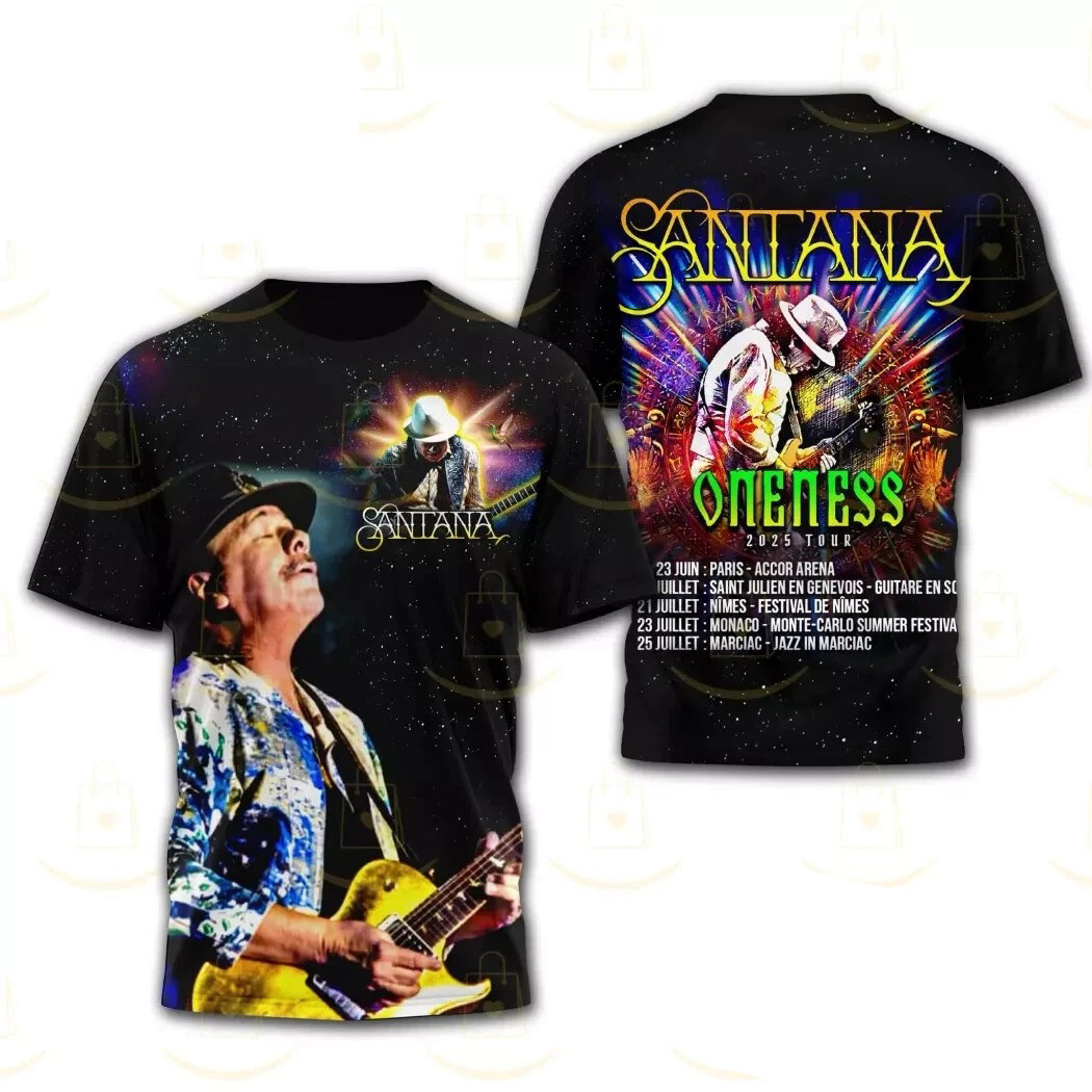 Carlos Santana Oneness 2025 Tour 3D T-Shirt Oregontrailrvpk Shirt