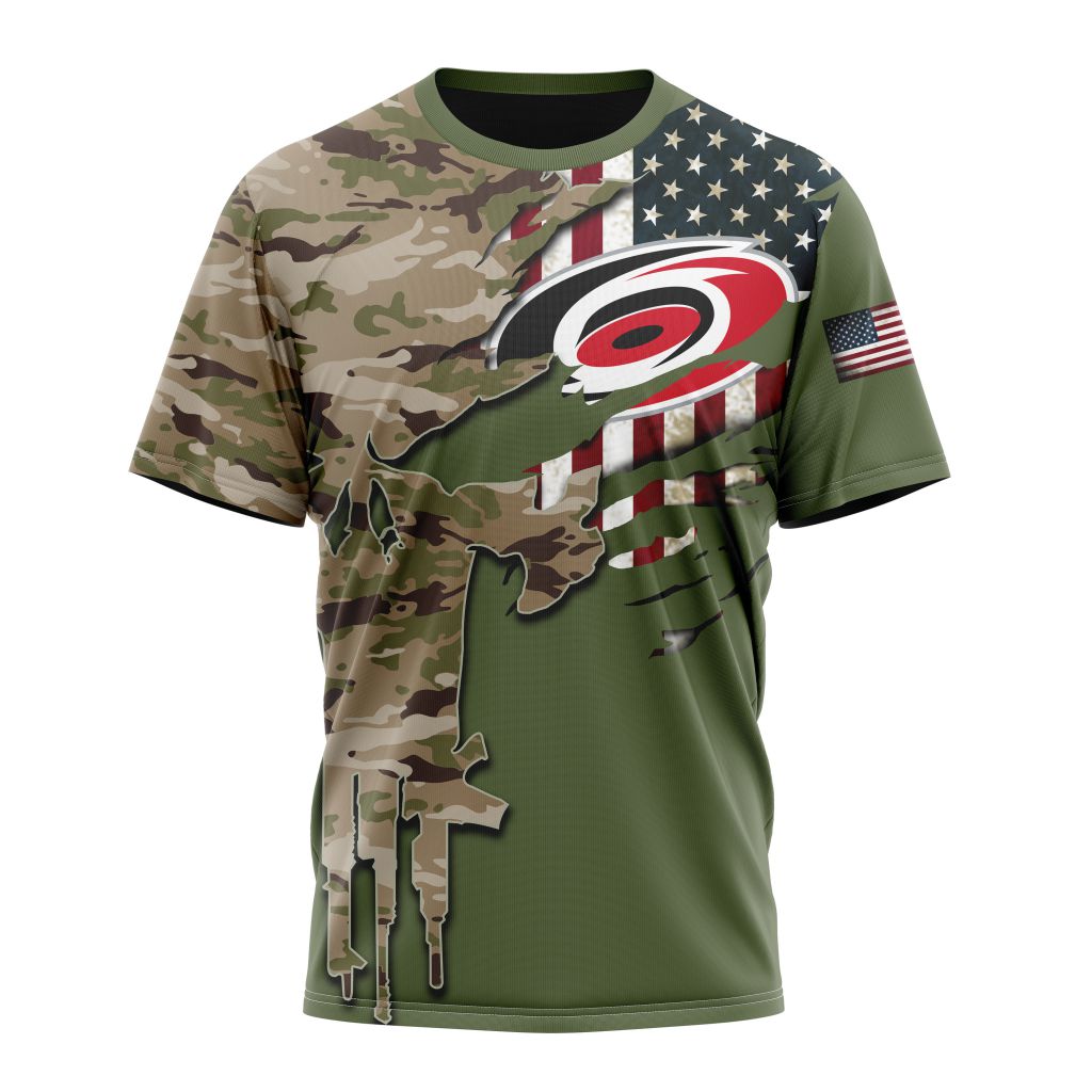 Carolina Hurricanes Special Camo Skull Design Personalized Name And Number T-Shirt Oregontrailrvpk Shirt