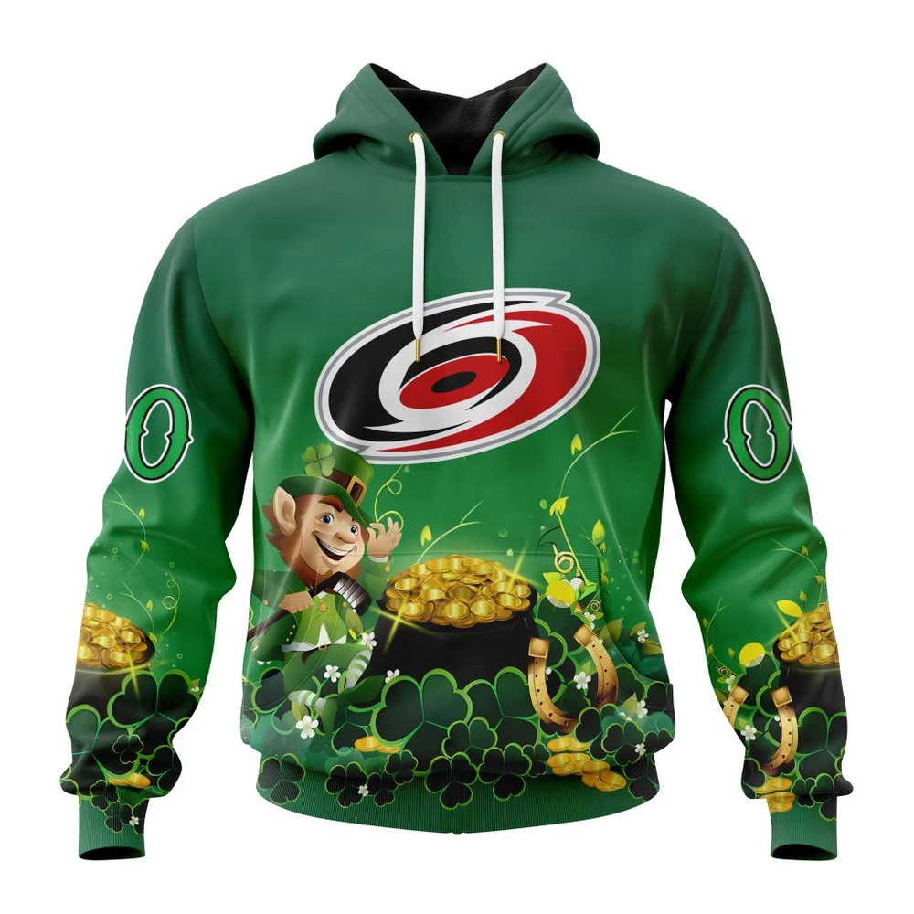Carolina Hurricanes Special Design For St. Patrick Day All Over Print Hoodie Style 34788