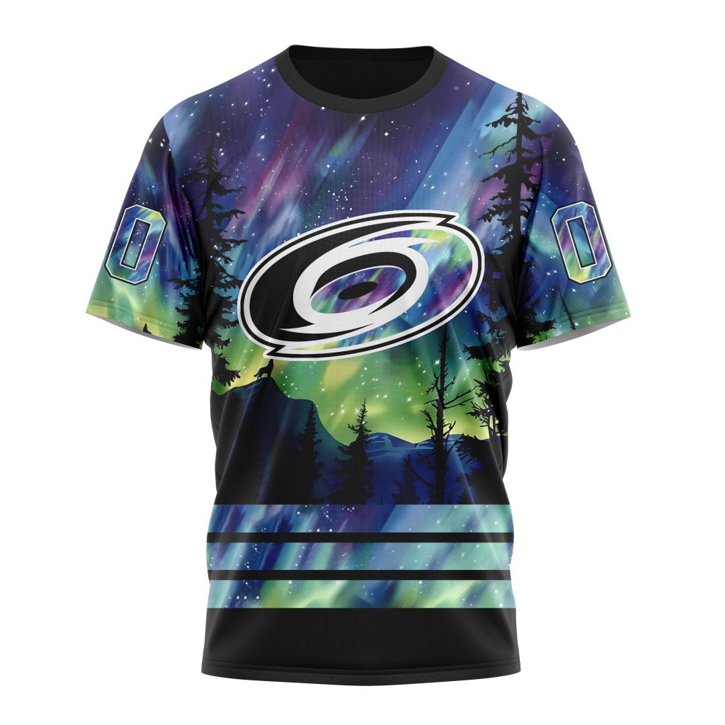 Carolina Hurricanes Special Design With Northern Lights 01 Personalized Name And Number T-Shirt Oregontrailrvpk Shirt