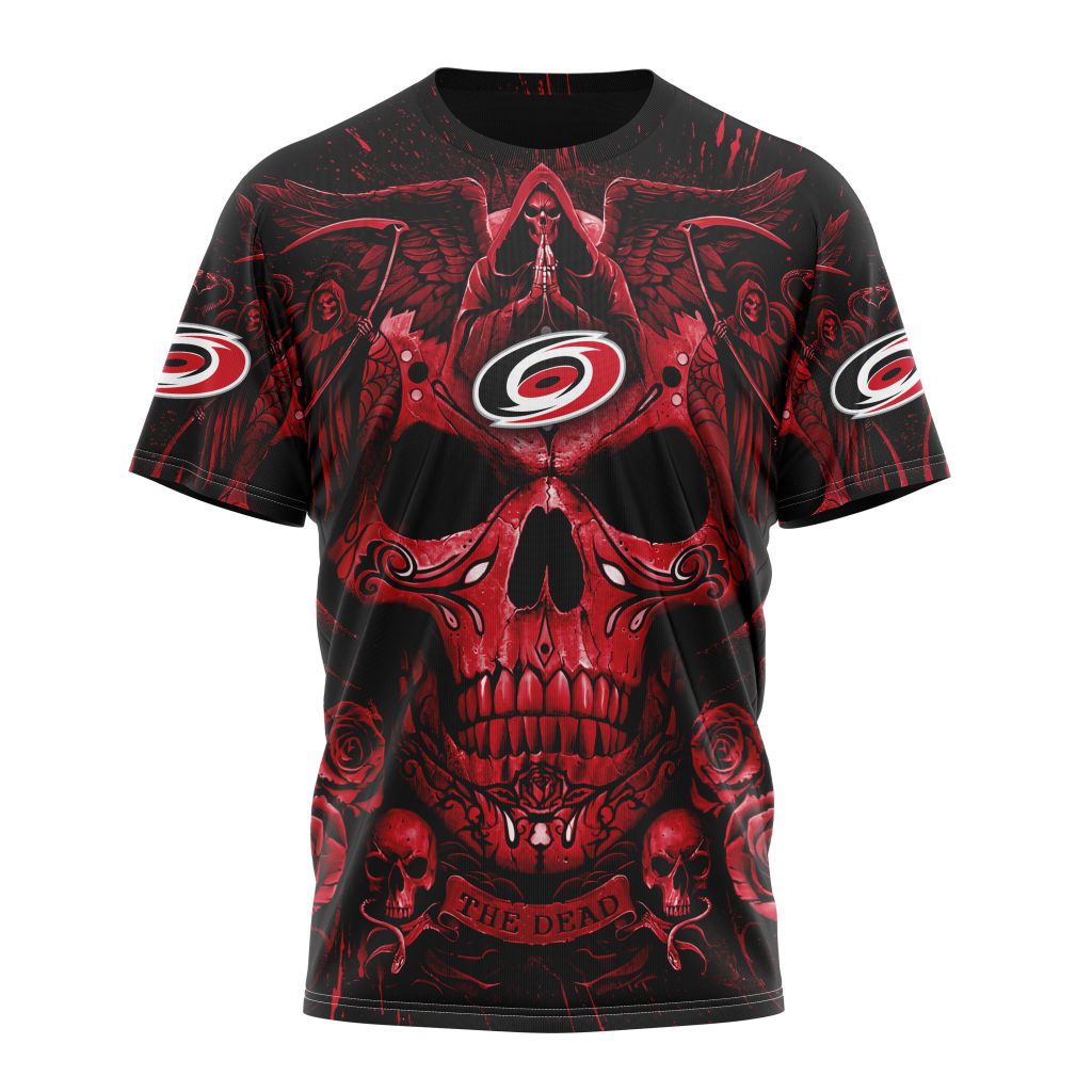 Carolina Hurricanes Special Design With Skull Art Personalized Name And Number T-Shirt Oregontrailrvpk Shirt