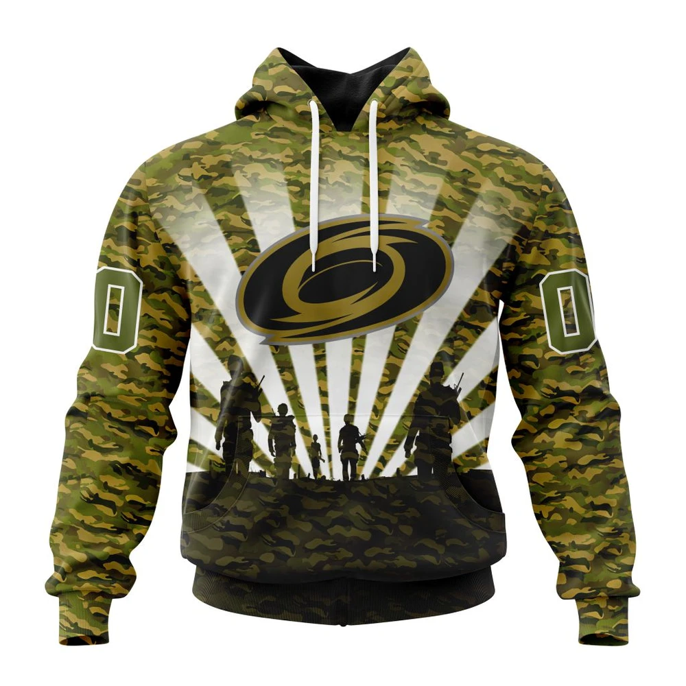 Carolina Hurricanes Special Military Camo Kits For Veterans Day And Rememberance Day All Over Print Hoodie Style 18839