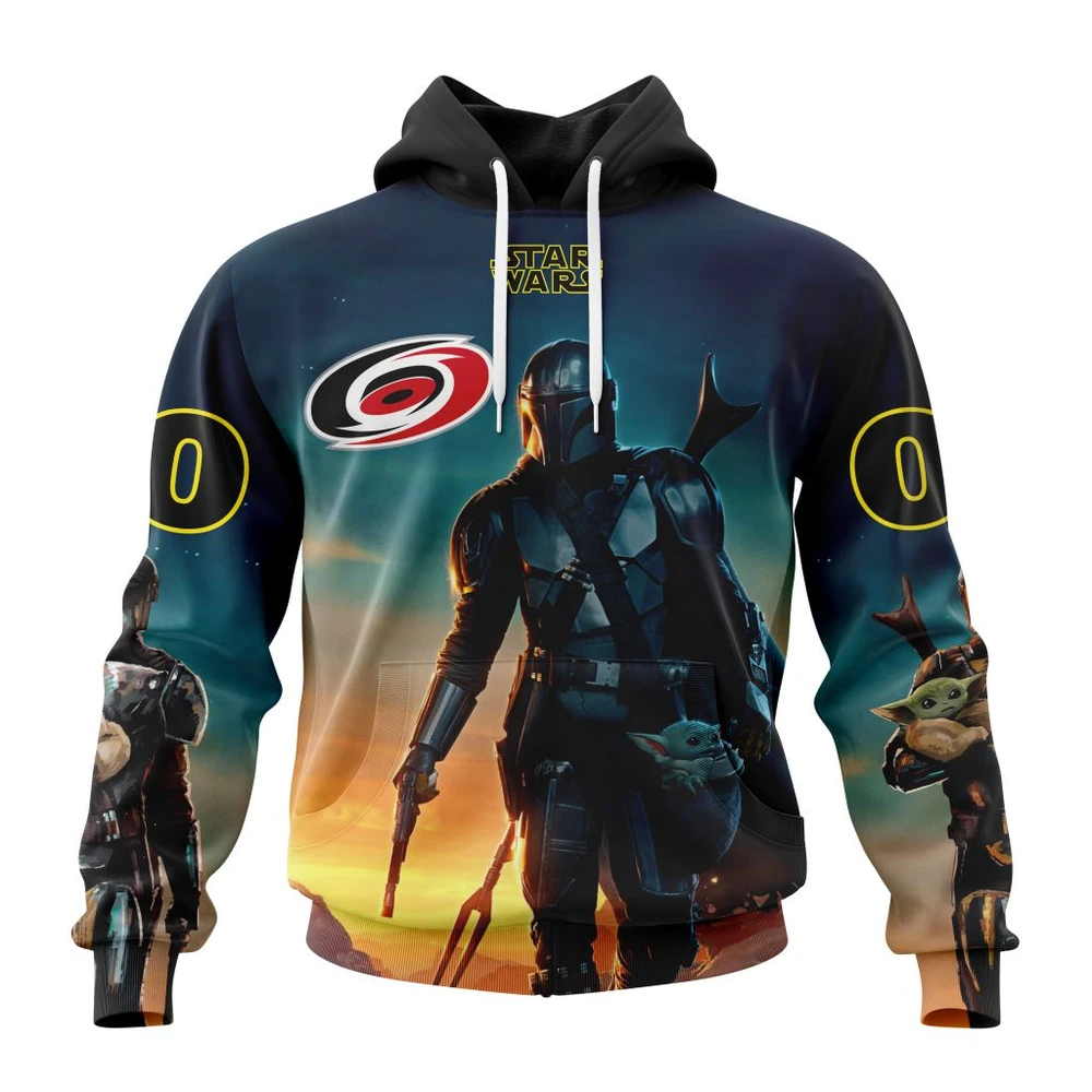 Carolina Hurricanes Special Star Wars The Mandalorian Design All Over Print Hoodie Style 59958
