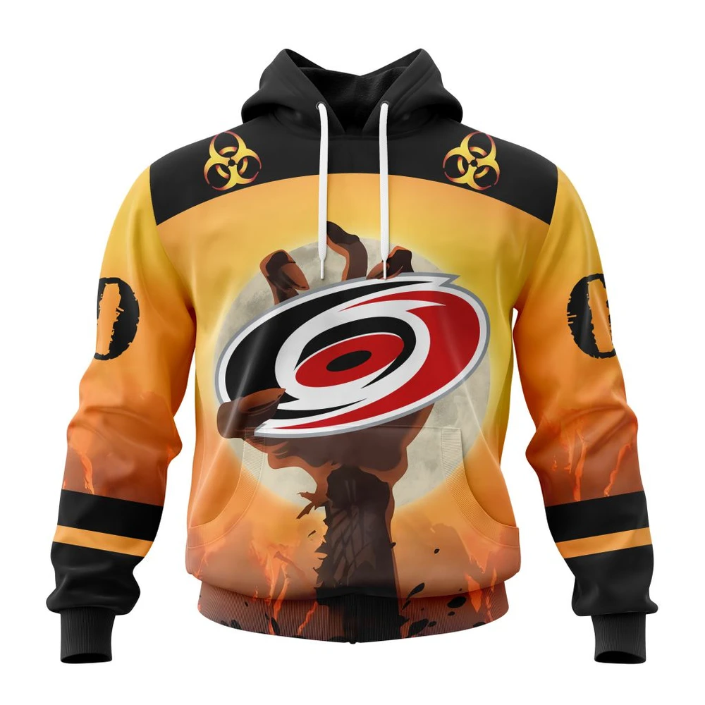 Carolina Hurricanes Special Zombie Design For Halloween All Over Print Hoodie Style 24545