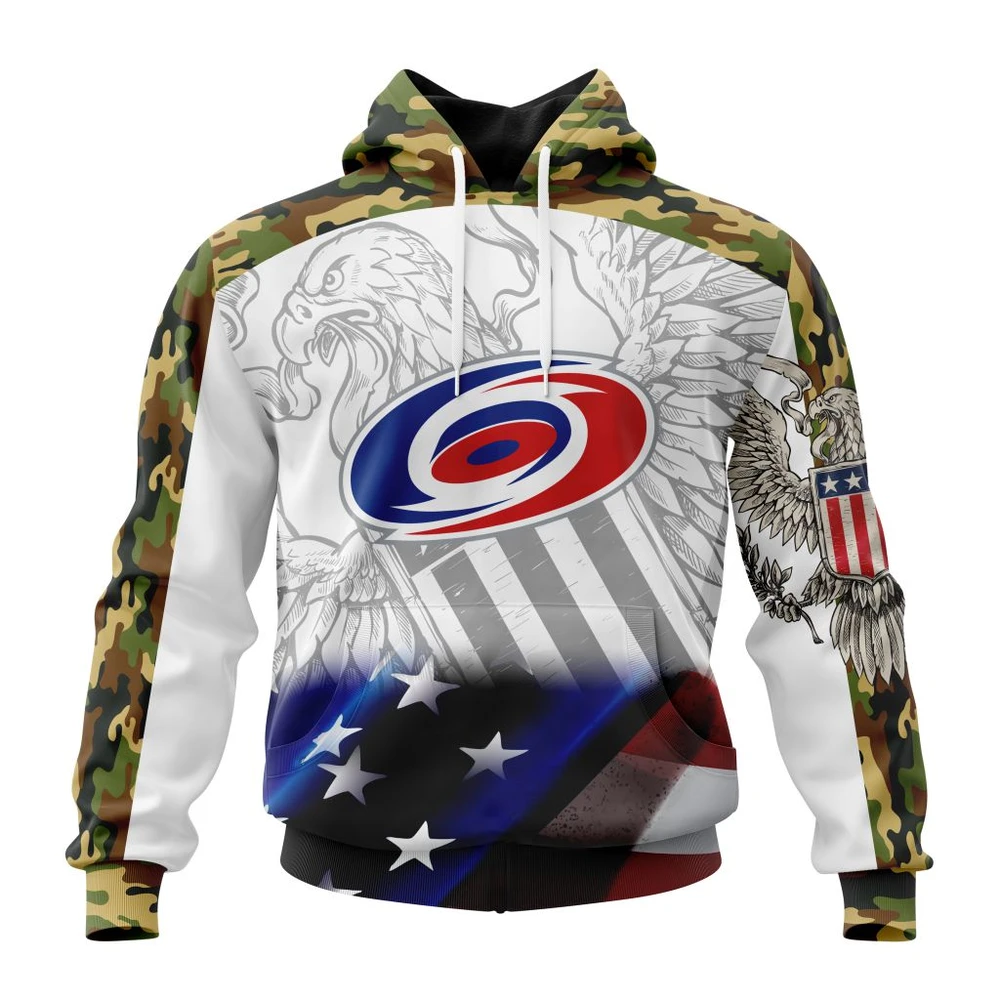 Carolina Hurricanes Specialized Design With Our America Flag And Our America Eagle All Over Print Hoodie Style 80961