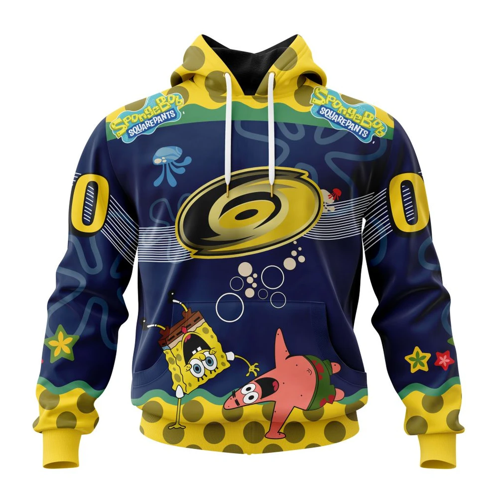 Carolina Hurricanes Specialized Jersey With Spongebob All Over Print Hoodie Style 88848