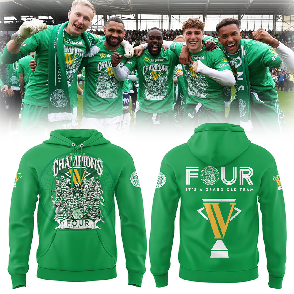 Celtic Football Club x 4th Consecutive Scottish League Title Hoodie Best Gifts For Football Coaches