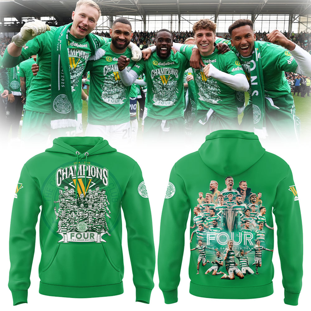Celtic Football Club x 4th Consecutive Scottish League Title Hoodie Gift Ideas For Football Players