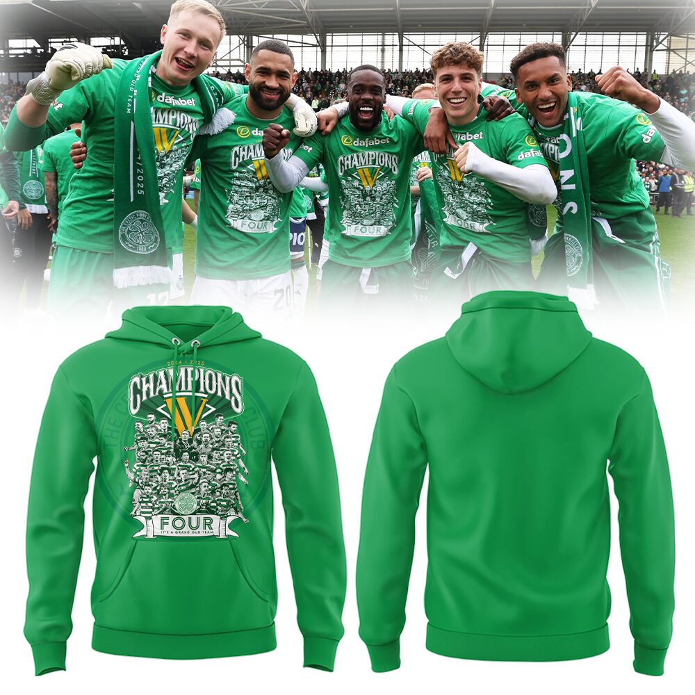 Celtic Football Club x 4th Consecutive Scottish League Title Hoodie Small Gifts For Football Players