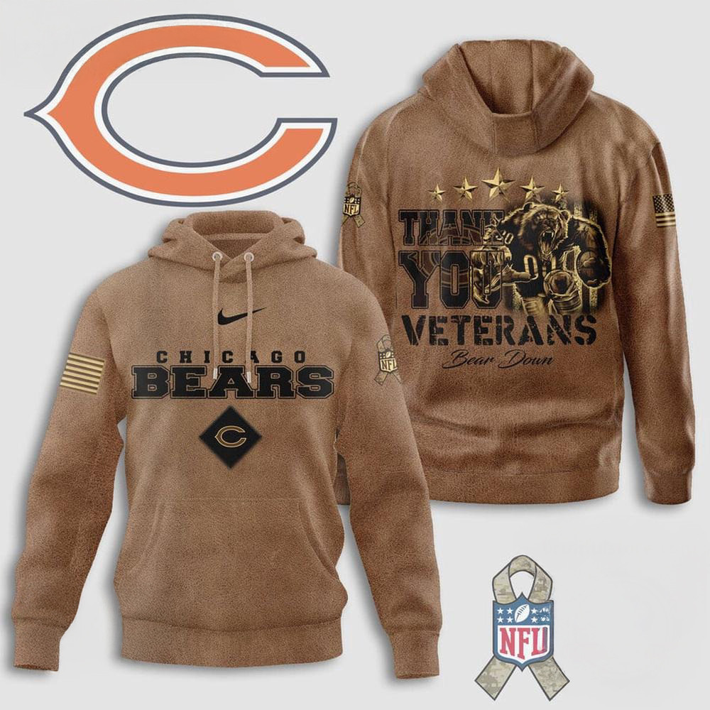 Chicago Bears Thank You Veterans Bear Down Hoodie Unique