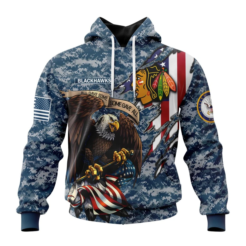 Chicago Blackhawks Honor Us Navy Veterans All Over Print Hoodie Style 88448