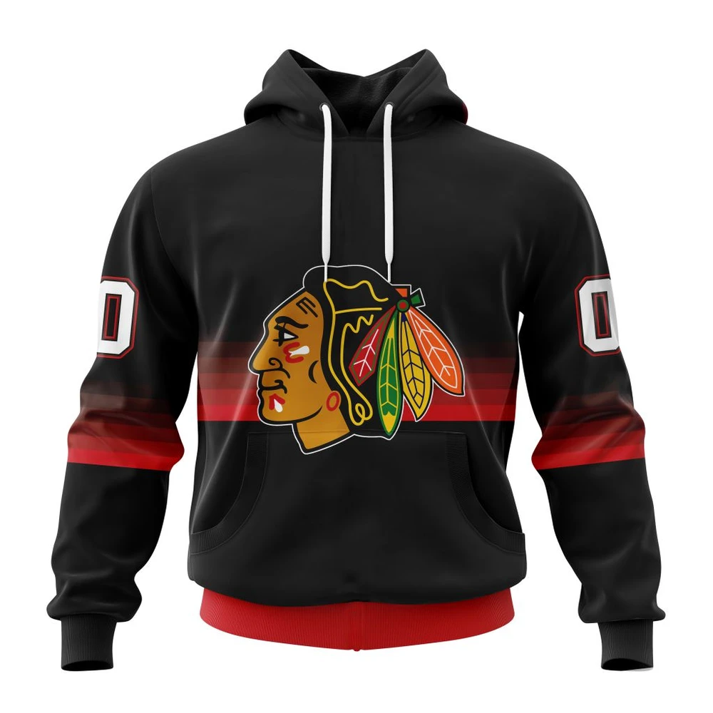 Chicago Blackhawks Special Black And Gradient Design All Over Print Hoodie Style 22378