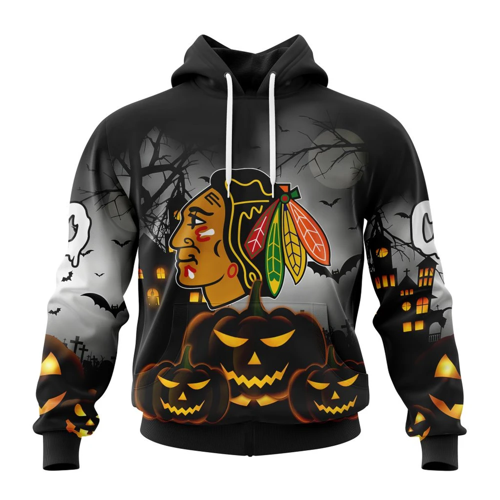 Chicago Blackhawks Special Design For Halloween All Over Print Hoodie Style 27561