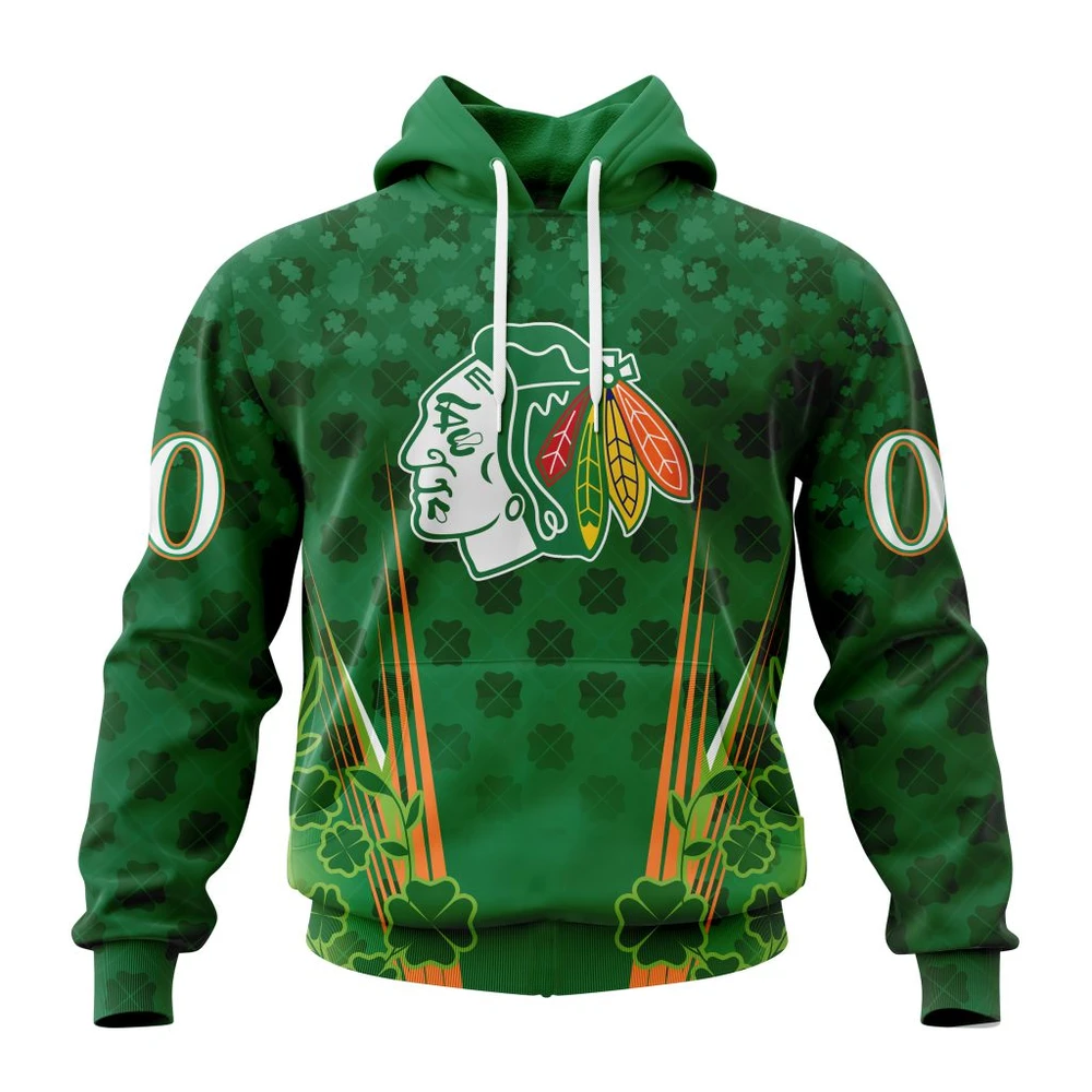 Chicago Blackhawks Special Design For St. Patrick Day All Over Print Hoodie Style 37048