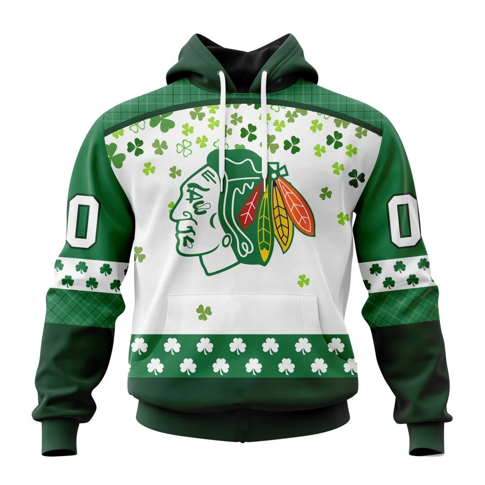 Chicago Blackhawks Special Design For St. Patrick Day All Over Print Hoodie Style 90871
