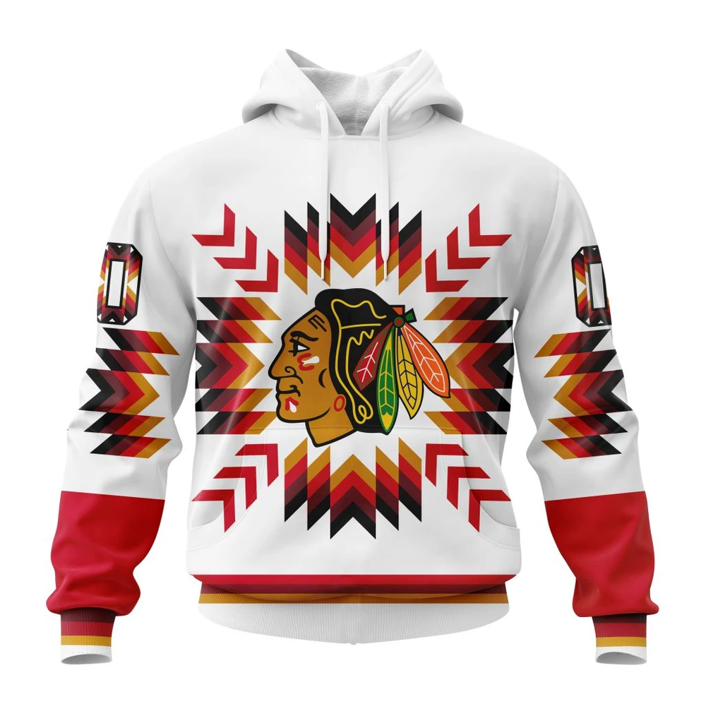 Chicago Blackhawks Special Design With Native Pattern All Over Print Hoodie Style 92901