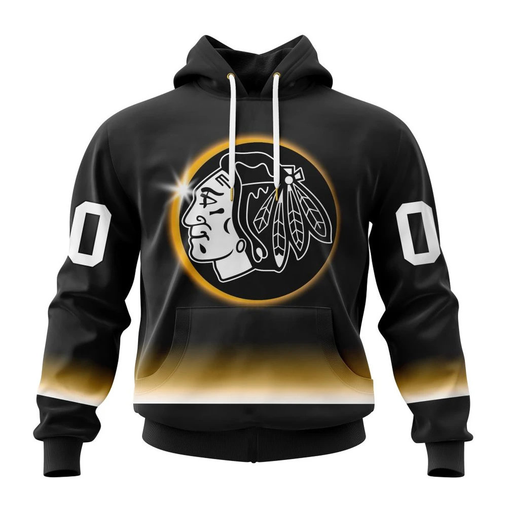 Chicago Blackhawks Special Eclipse Design All Over Print Hoodie Style 24011