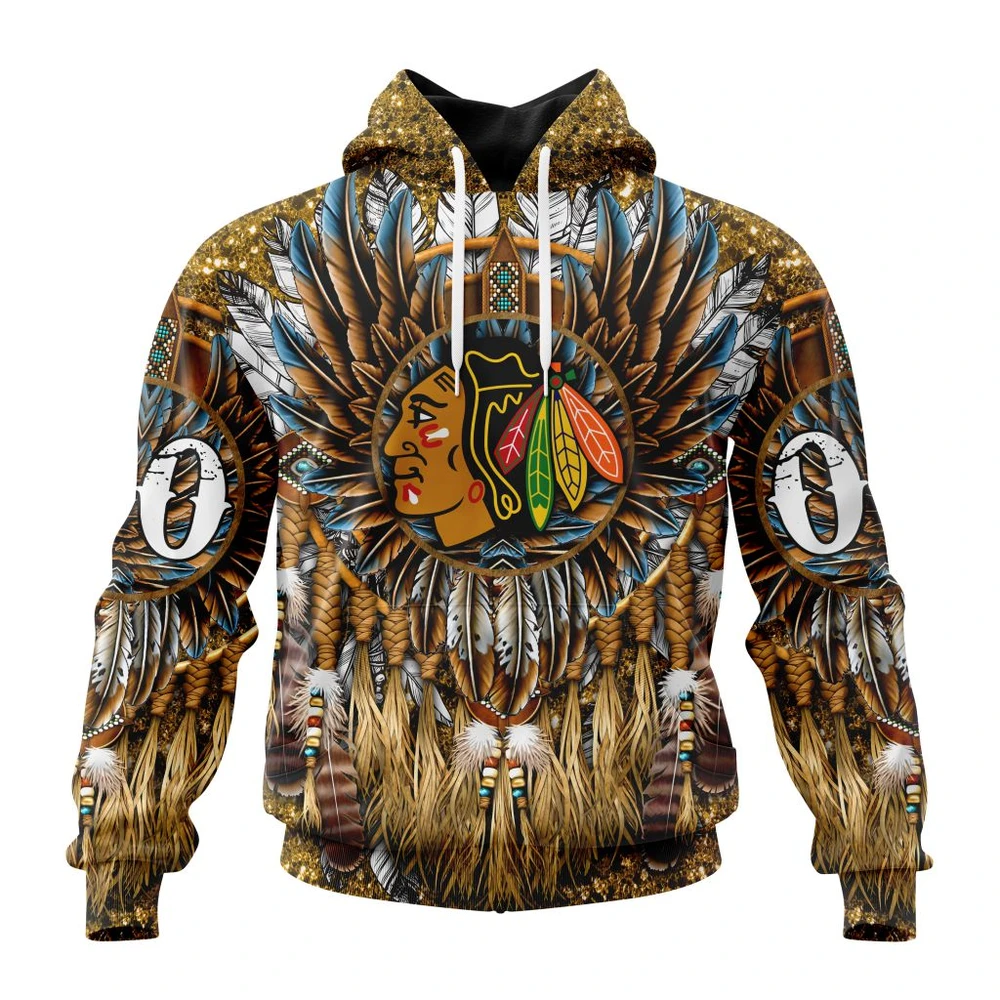 Chicago Blackhawks Special Native Costume Design All Over Print Hoodie Style 89423