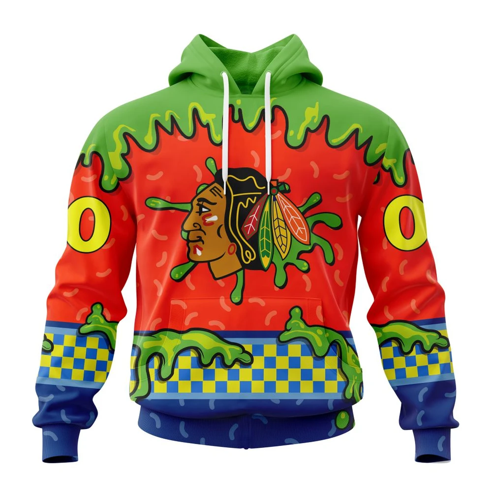 Chicago Blackhawks Special Nickelodeon Design All Over Print Hoodie Style 74014