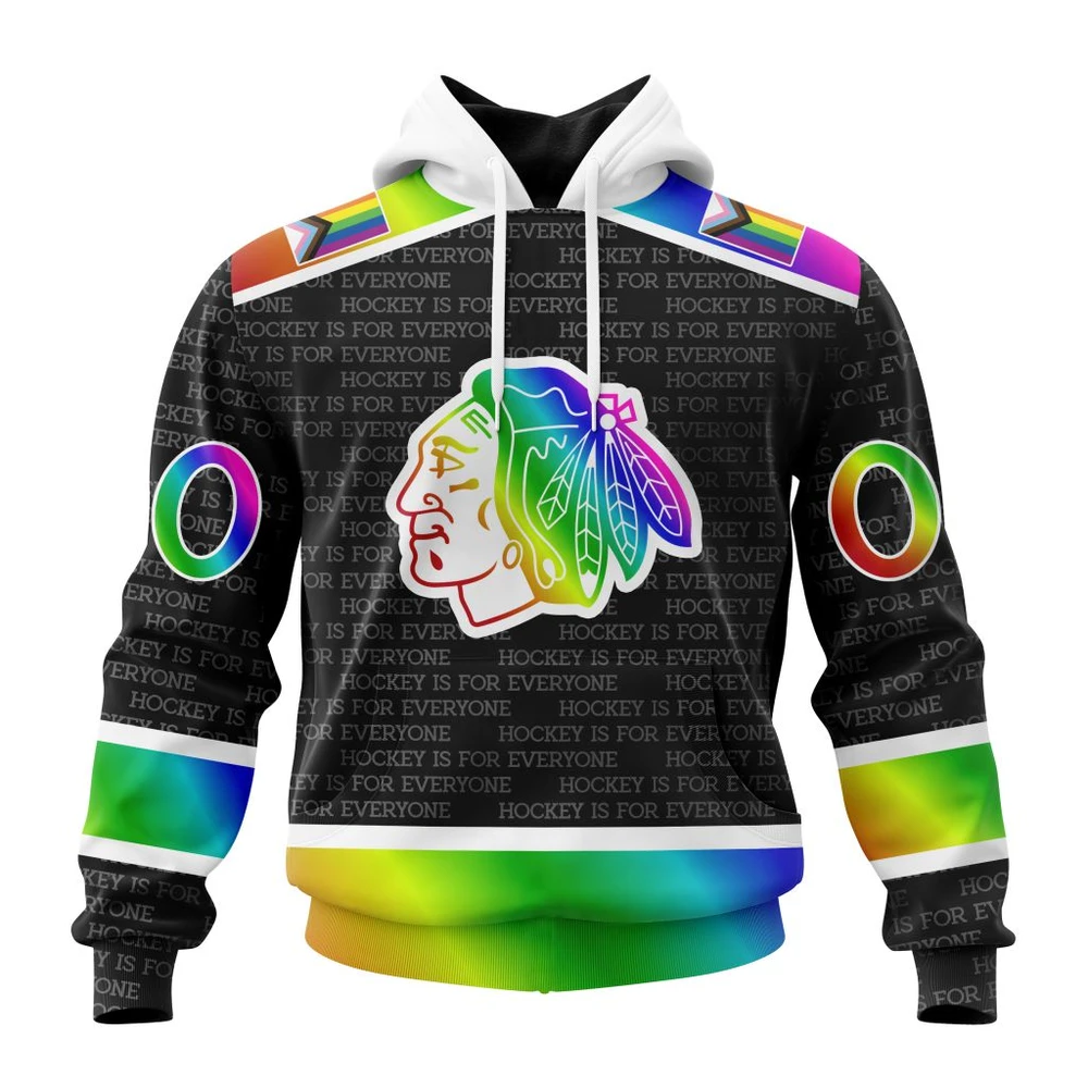 Chicago Blackhawks Special Pride Design Hockey Is For Everyone All Over Print Hoodie Style 74463