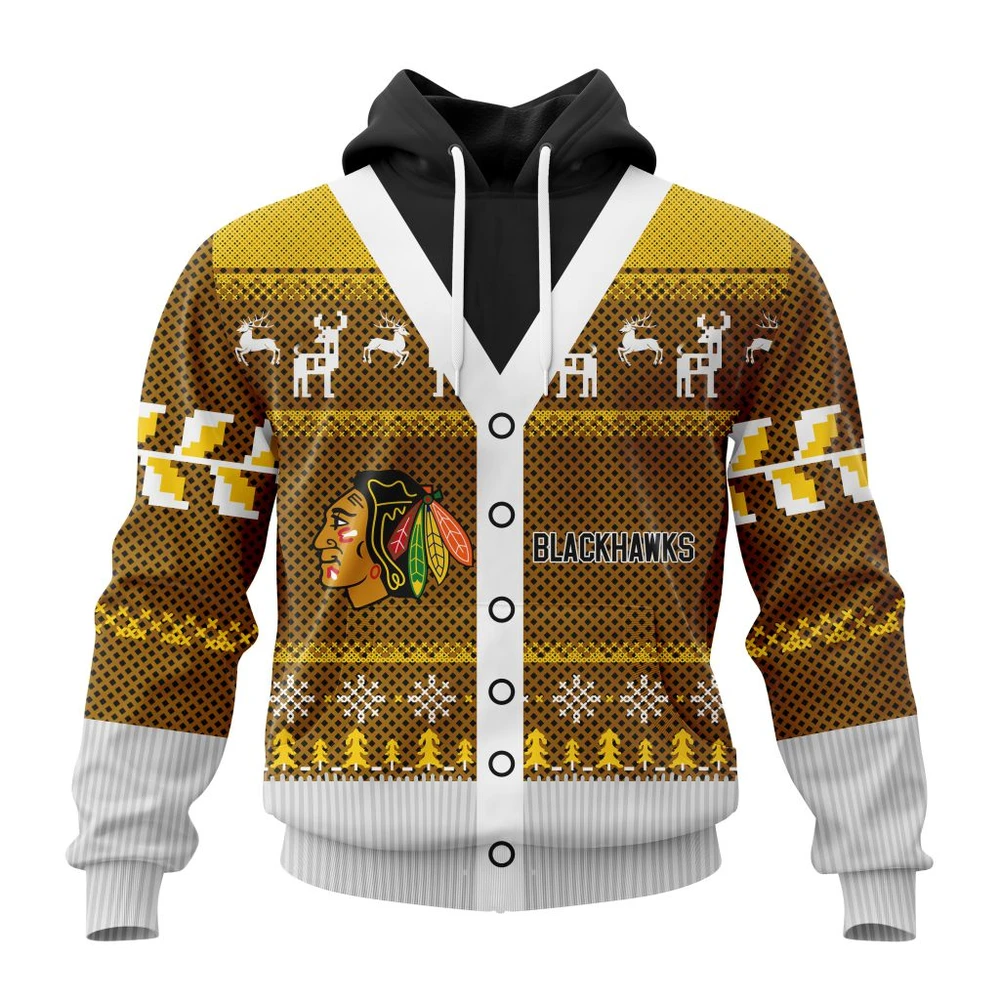 Chicago Blackhawks Specialized Chrismas Season All Over Print Hoodie Style 85501