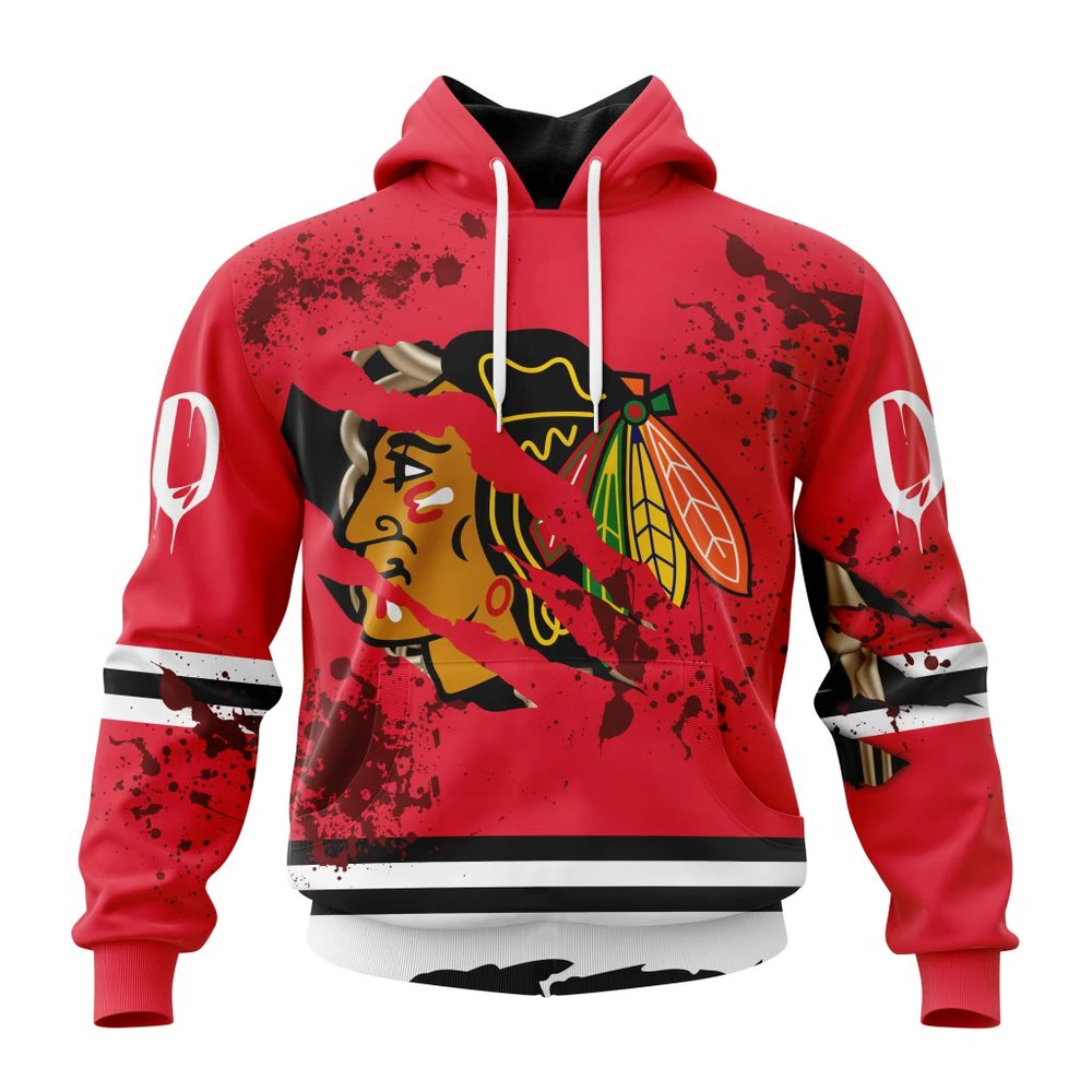 Chicago Blackhawks Specialized Design Jersey With Your Ribs For Halloween All Over Print Hoodie Style 48423